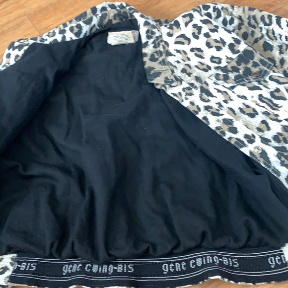 Vintage Gene Ewing BIS Wrinkled Rich Denim Quilted Leopard Print Coat Size Small - Picture 14 of 16